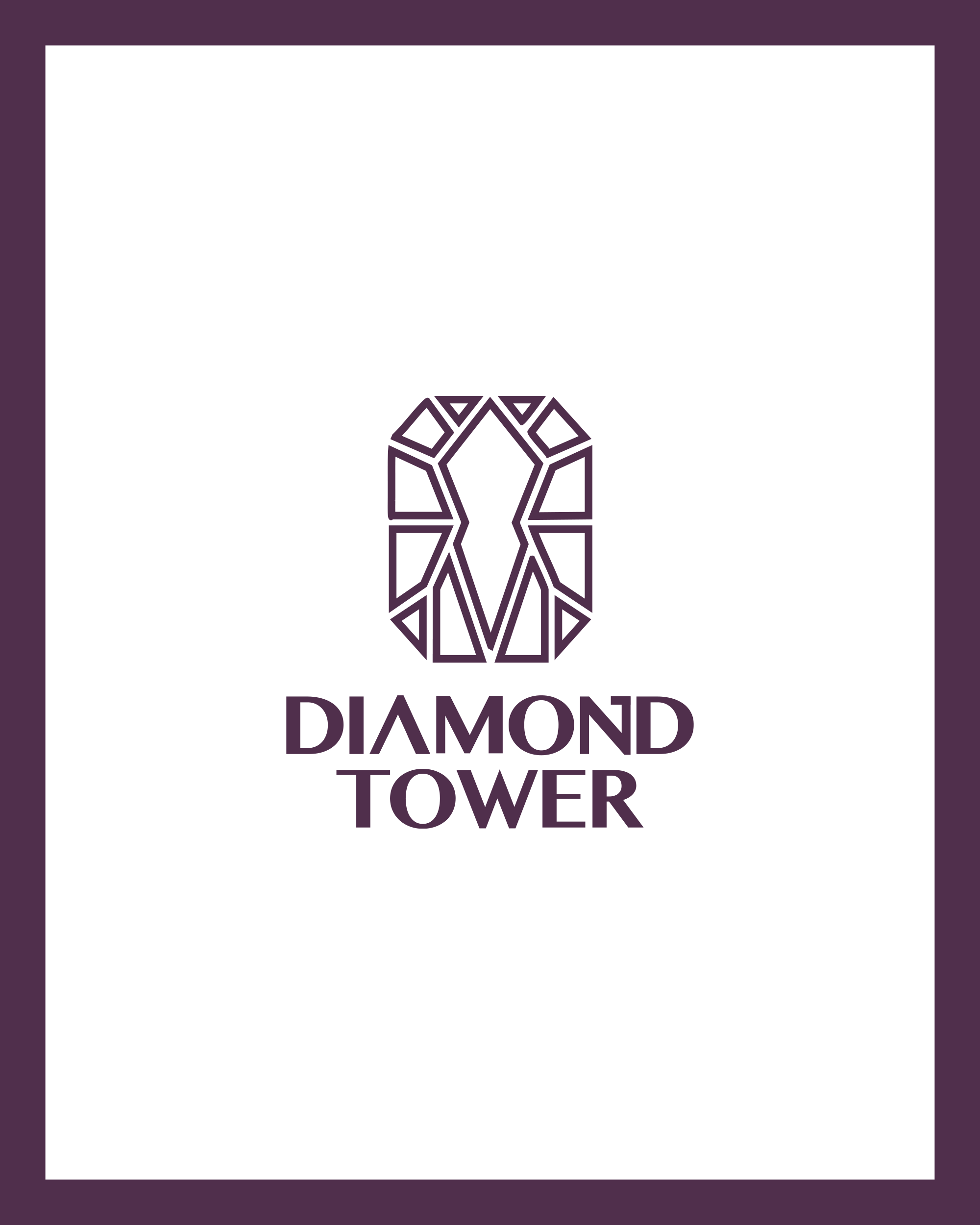 Diamond Tower purple geometric tower emblem and wordmark