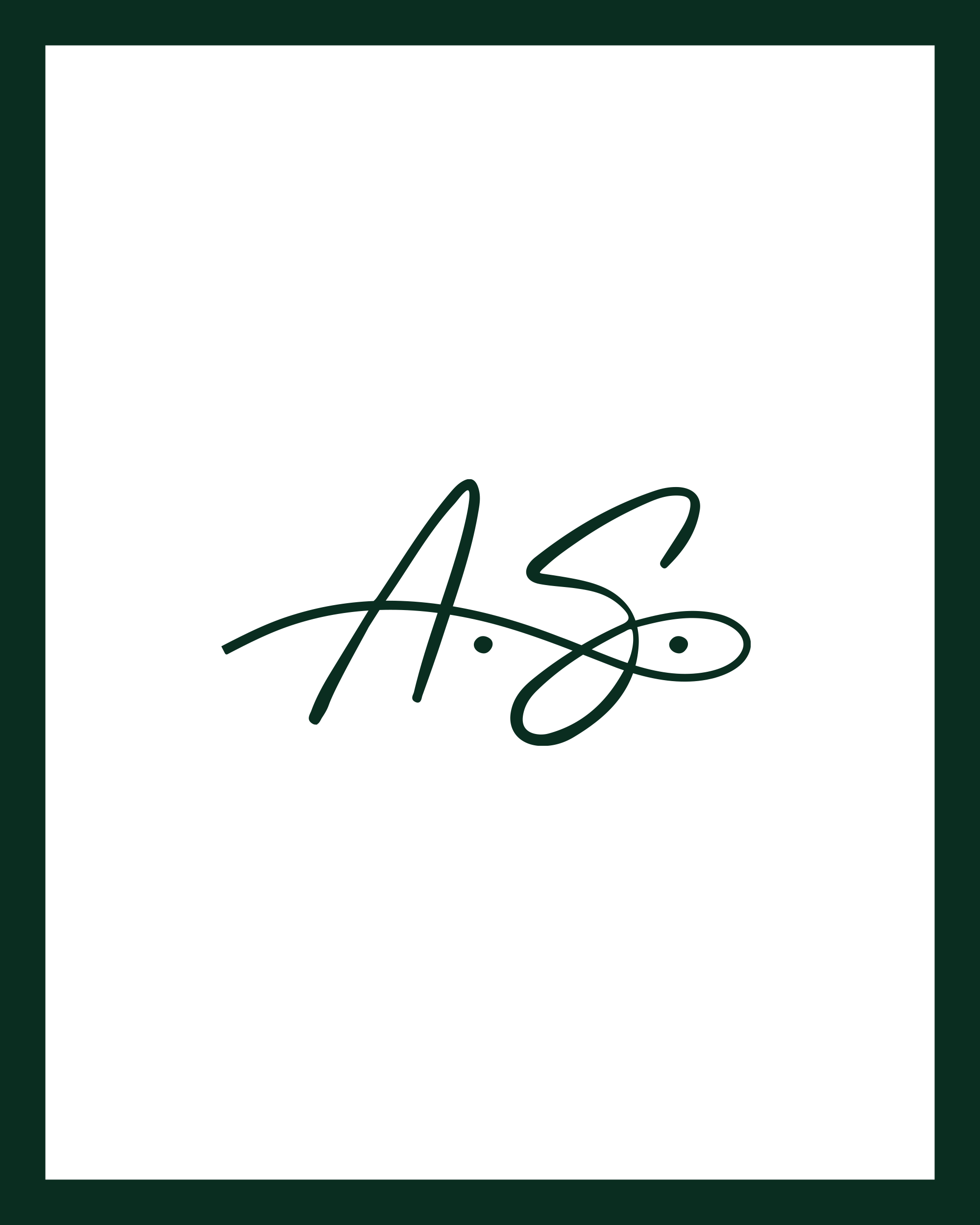 AS monoline signature mark in dark green