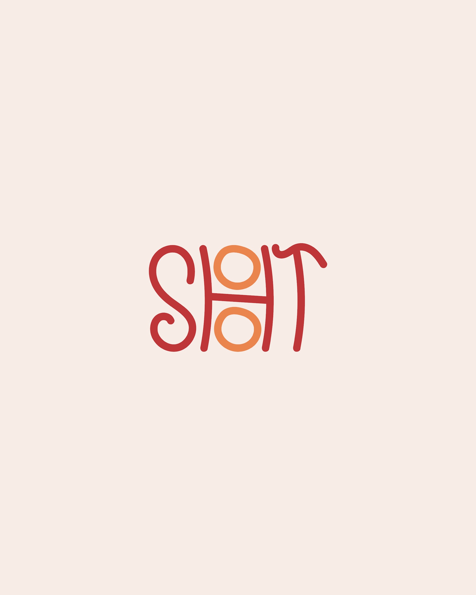 Shoot Restaurant custom typographic logo in red and orange on a warm cream background